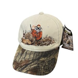 Advantage Hat Cap Strap Back One Size Beige Camo Hunter Deer Embroidered Mens
